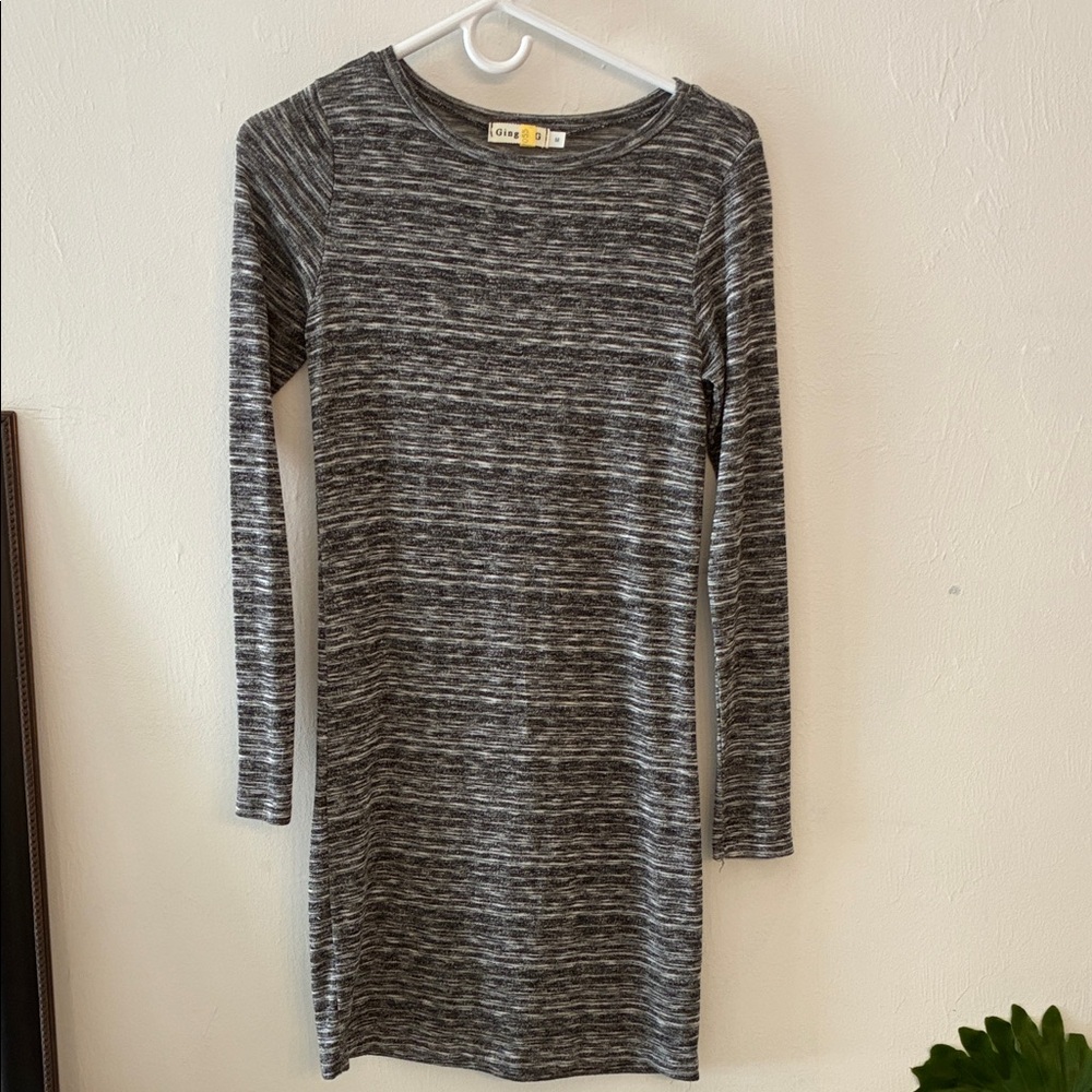Ginger G Black and Gray Long Sleeve Dress